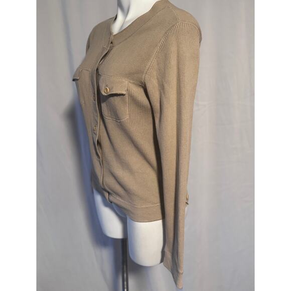 Esprit Tan Utility Button Front Sweater - Medium - Picture 3 of 9